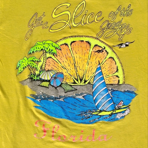 Vintage Florida Single Stitch Tee, "Get a Slice of the Good Life" Size Large🍊 - Picture 2 of 9